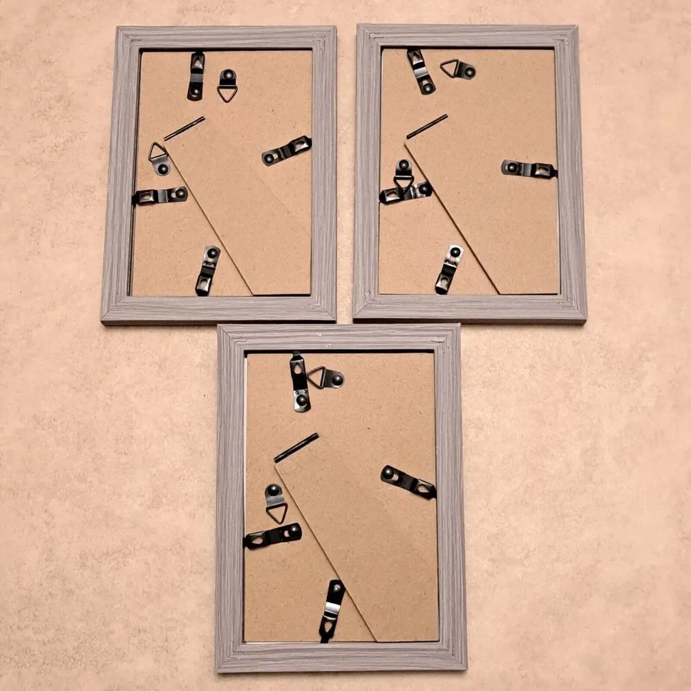 Baijiali Photo Frames Set Of 3 Wood Like Color Gray